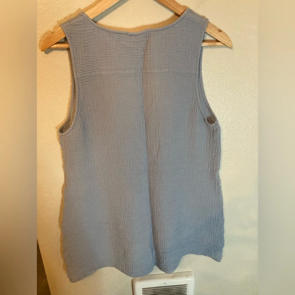 Andie Swim Blue Cotton Gauze Mini Dress Tunic Cover Up Size L - Picture 6 of 7